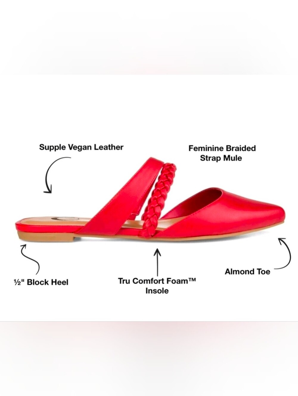 Journee Collection Red Braided-Strap Pointed Toe Mule - Picture 7 of 10